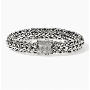 John Hardy Diamond Chain Bracelet‎ Sterling Silver
